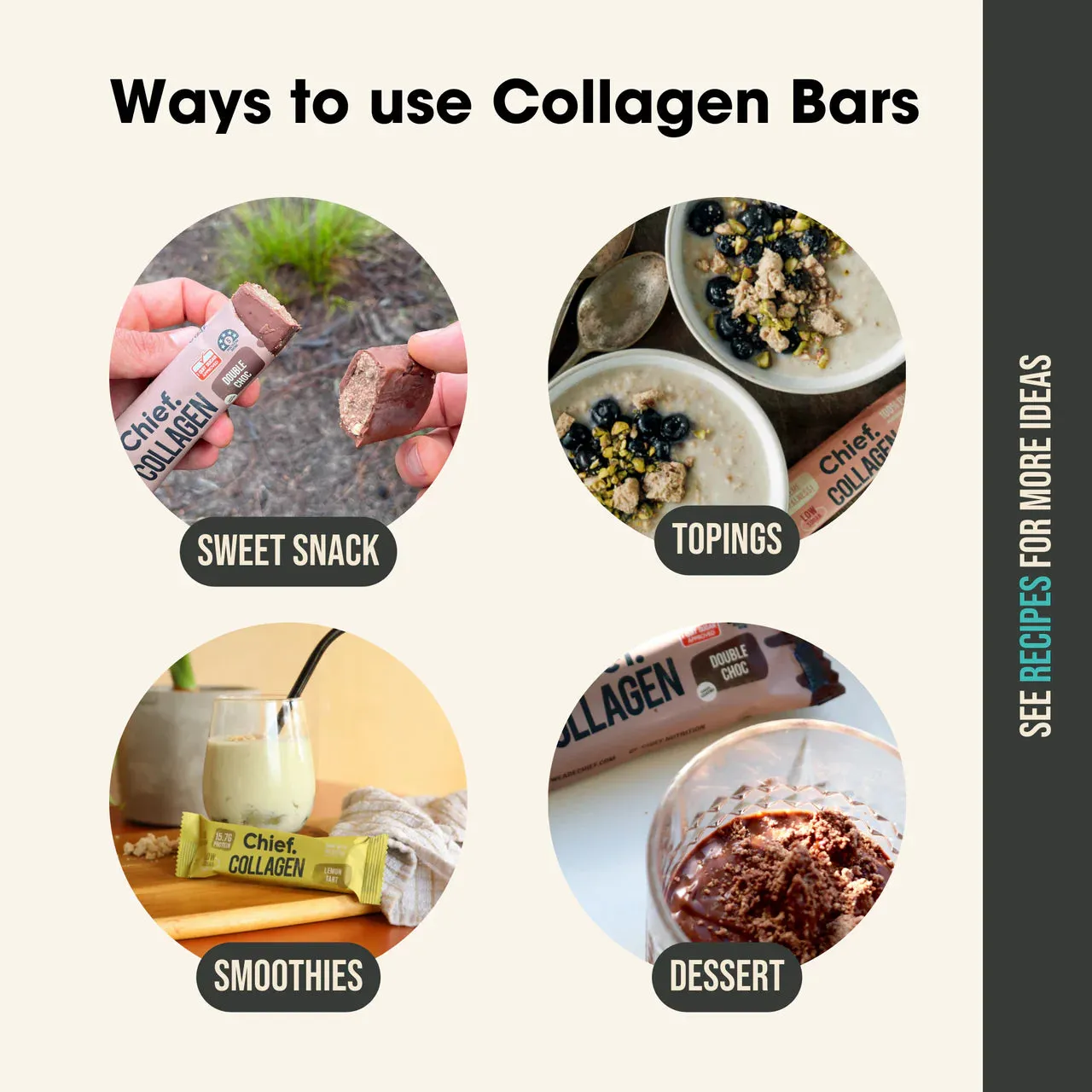 Chief Collagen Hazelnut Brownie Protein Bars (12 Bars)