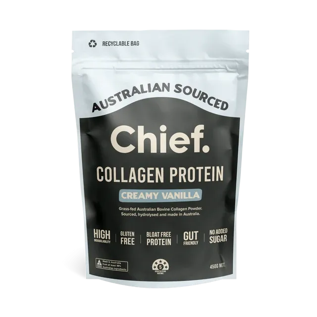 Chief Grass-fed Collagen Creamy Vanilla Protein Powder 450 grams (30 serves)