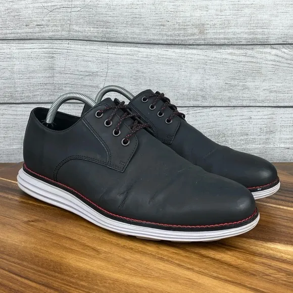 Cole Haan Original Grand Plain Toe Black Matte Derby Oxford C27997 Mens Size 9