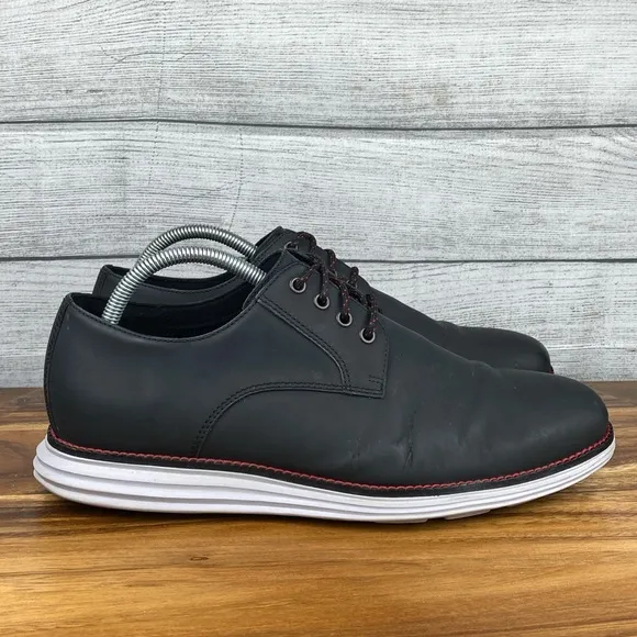 Cole Haan Original Grand Plain Toe Black Matte Derby Oxford C27997 Mens Size 9