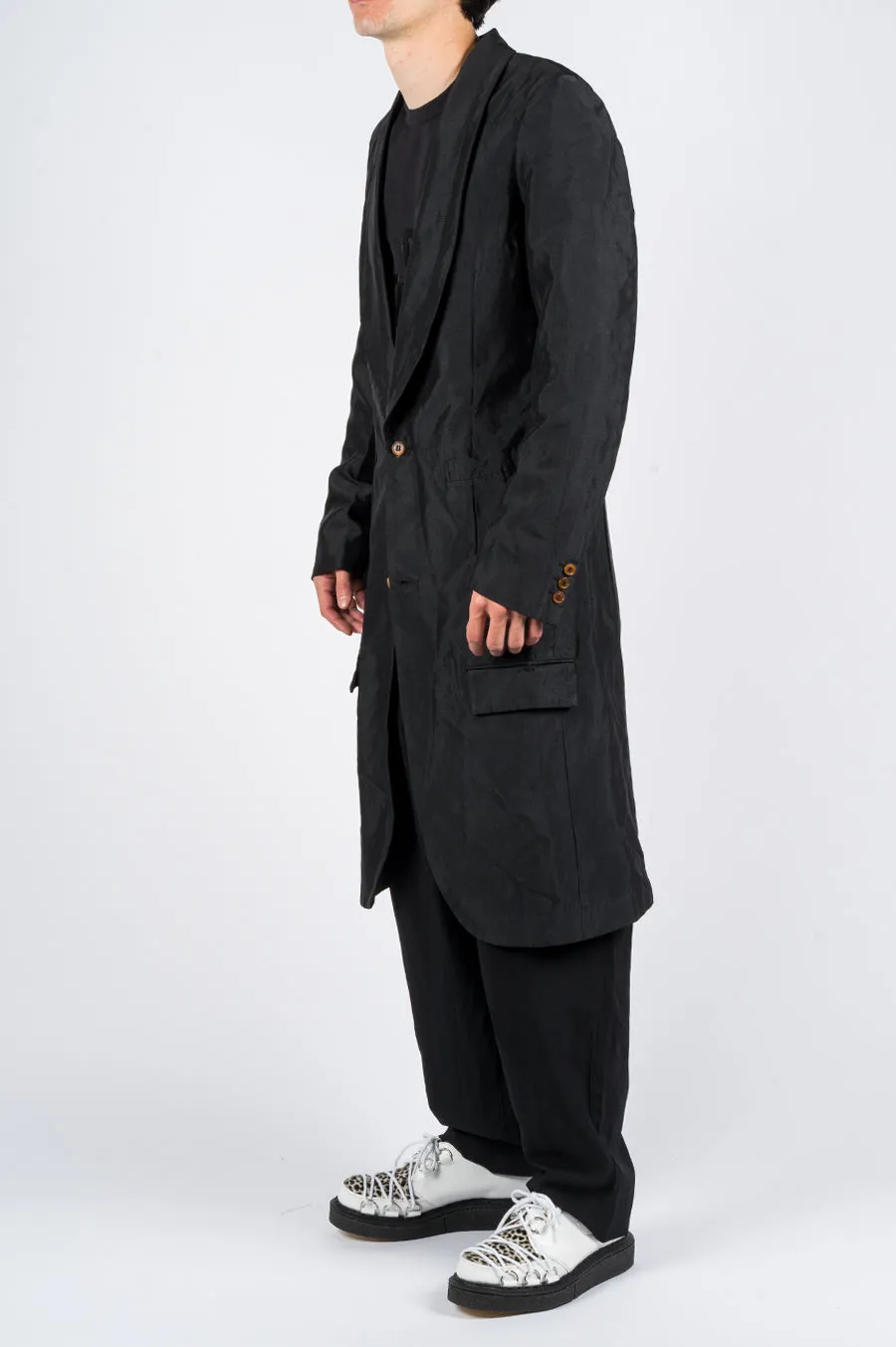 COMME DES GARCONS HOMME PLUS SINGLE BREASTED LONG COAT BLACK
