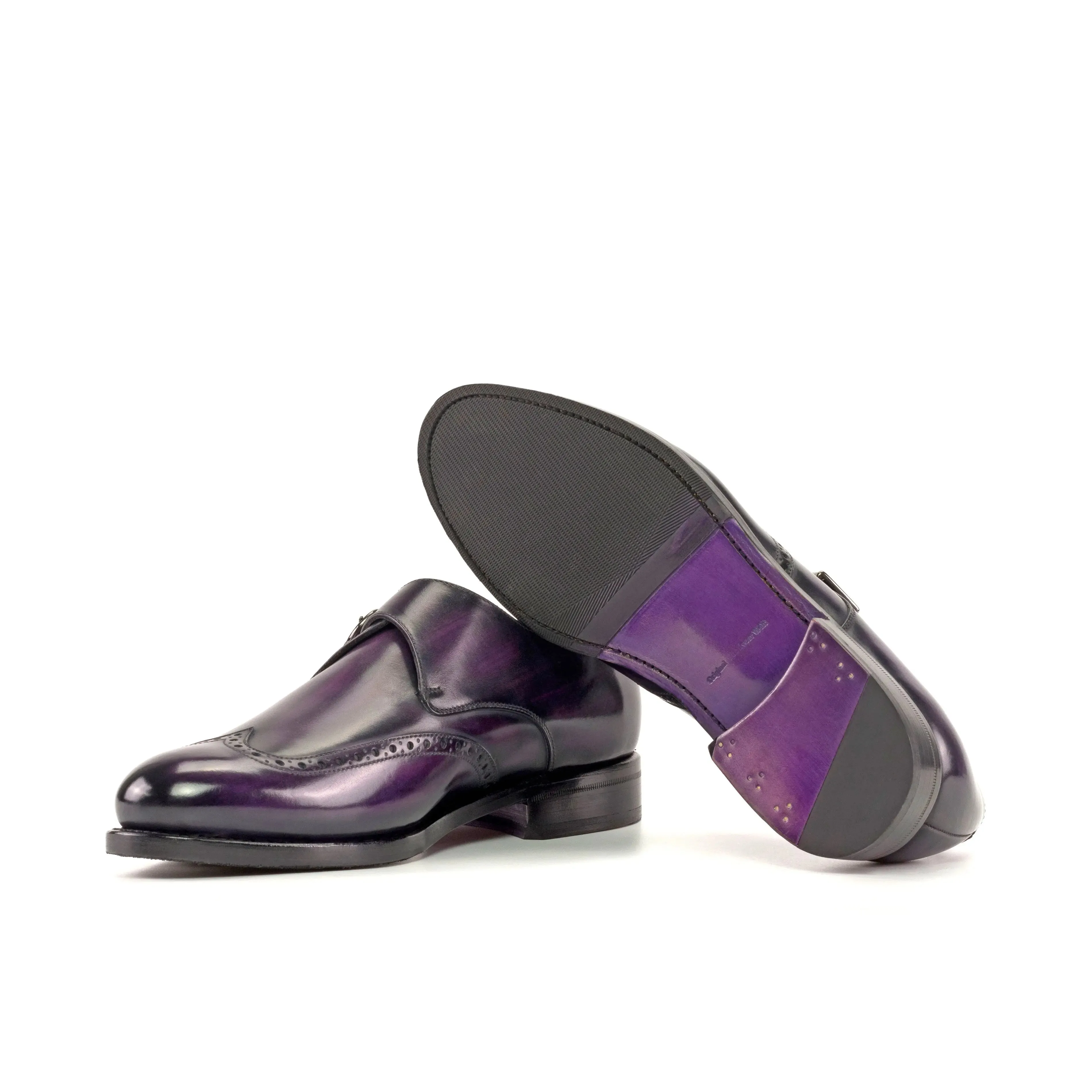 DapperFam Brenno in Purple Men's Hand-Painted Patina Single Monk