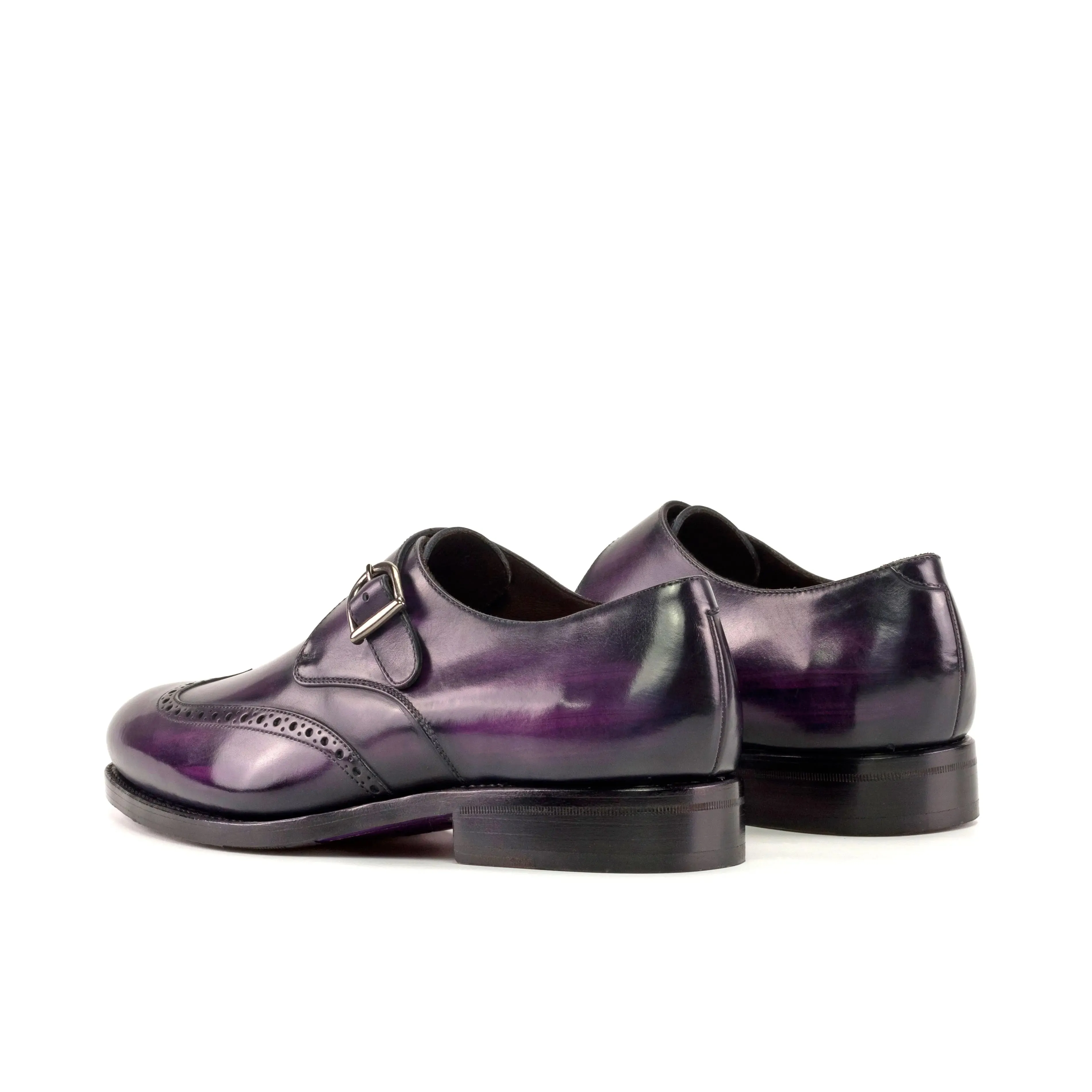 DapperFam Brenno in Purple Men's Hand-Painted Patina Single Monk