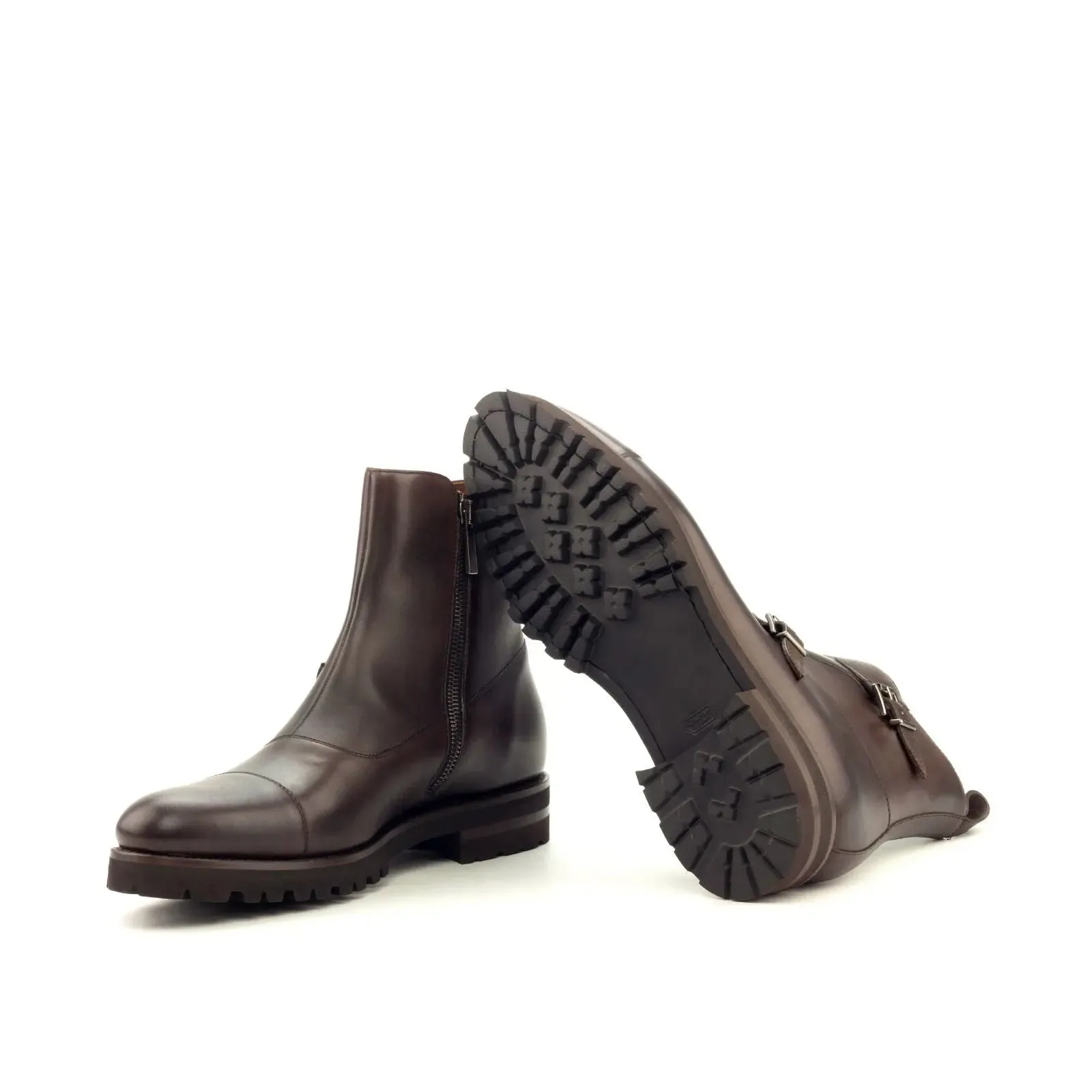 DapperFam Octavian in Dark Brown Men's Italian Leather Buckle Boot