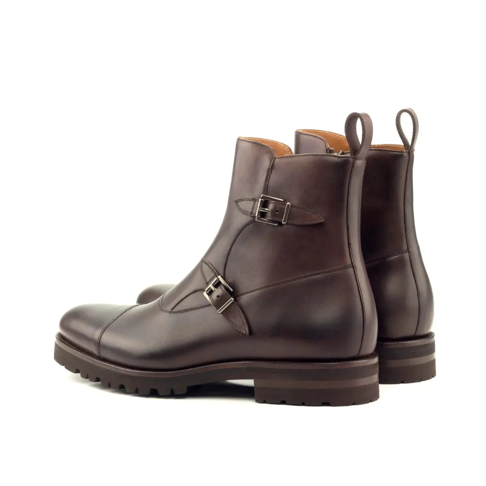 DapperFam Octavian in Dark Brown Men's Italian Leather Buckle Boot
