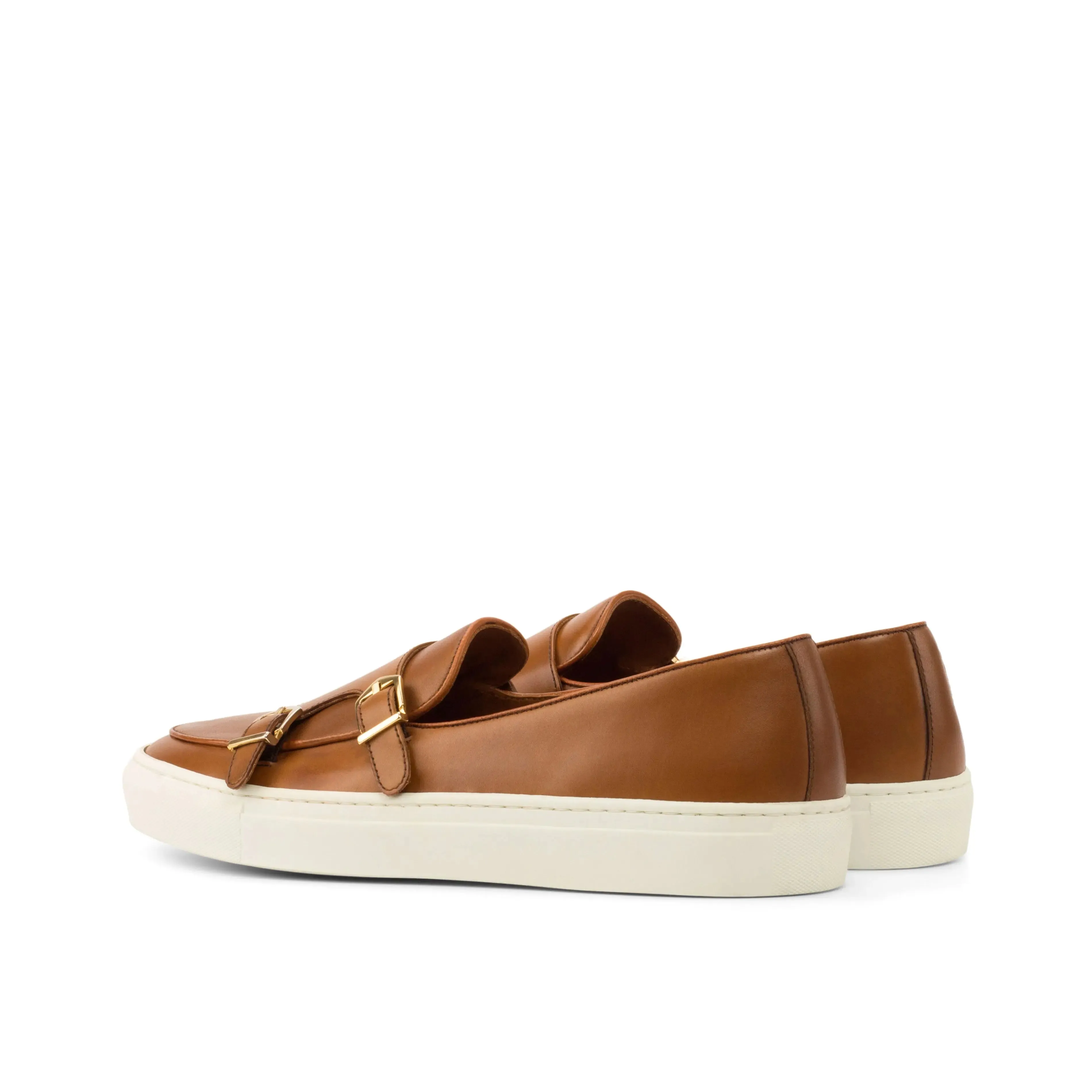 DapperFam Riviera in Cognac Men's Italian Leather Monk Sneaker