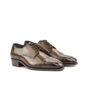 DapperFam Vero in Brown Men's Hand-Painted Patina Derby