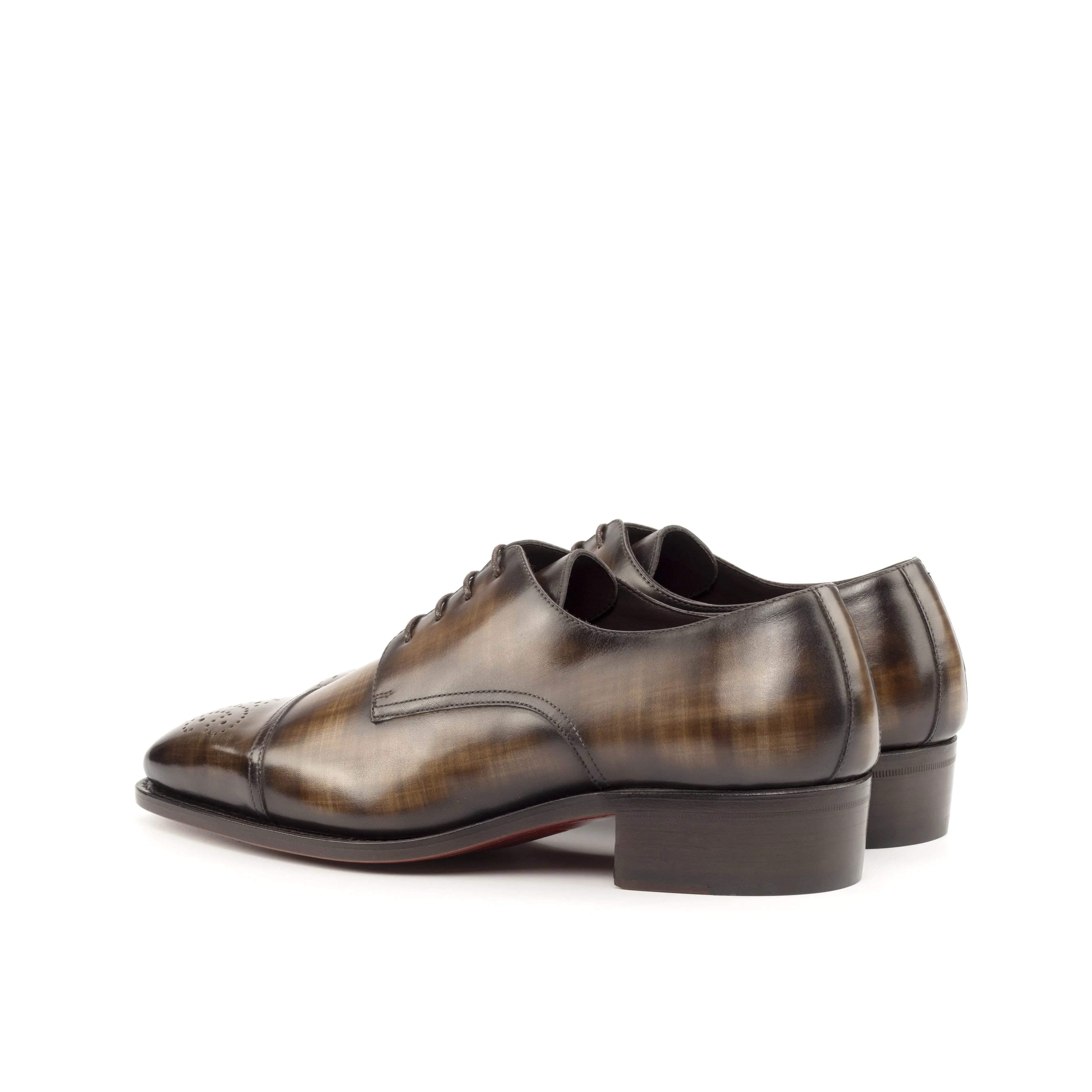 DapperFam Vero in Brown Men's Hand-Painted Patina Derby