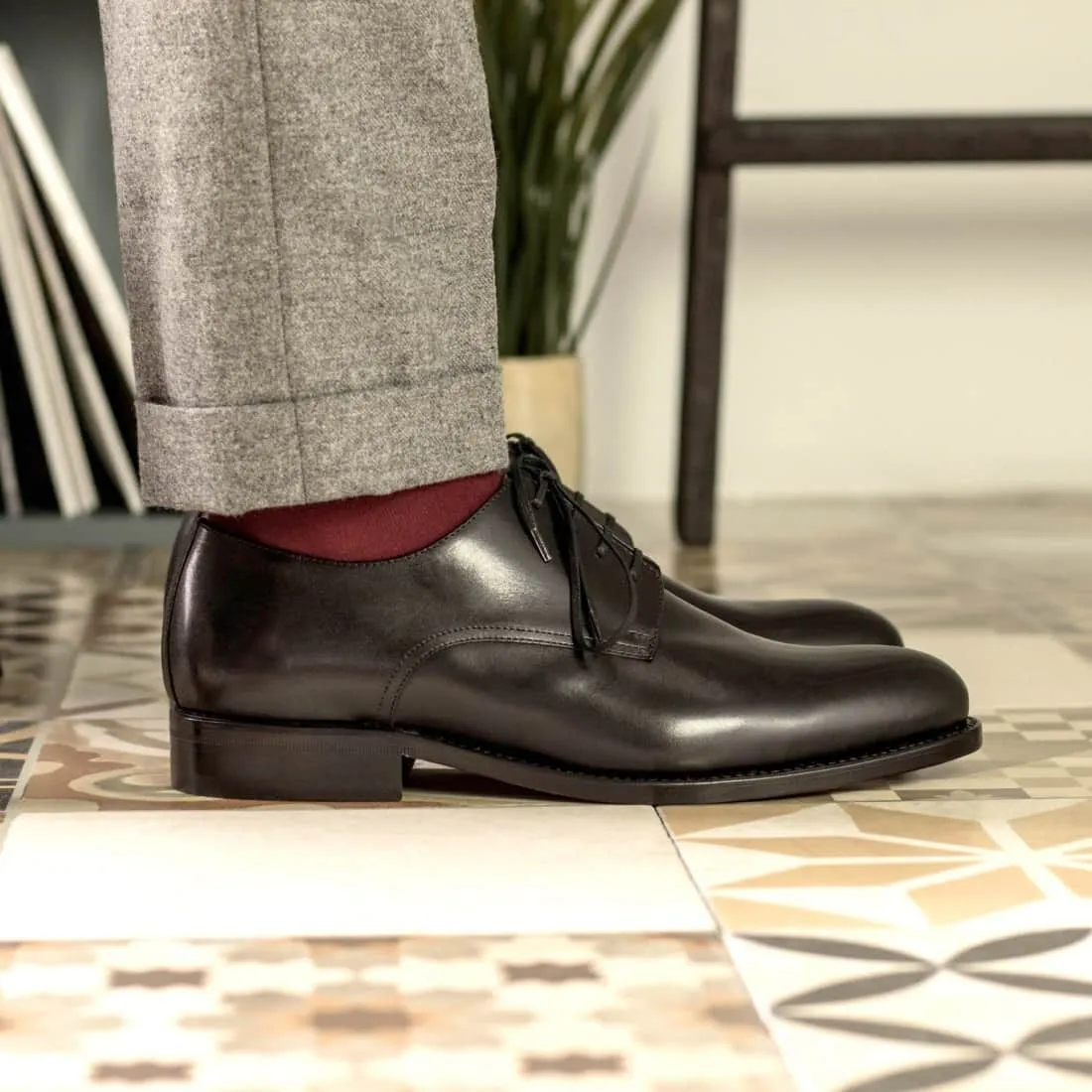 Derbie Blucher en cuir noir