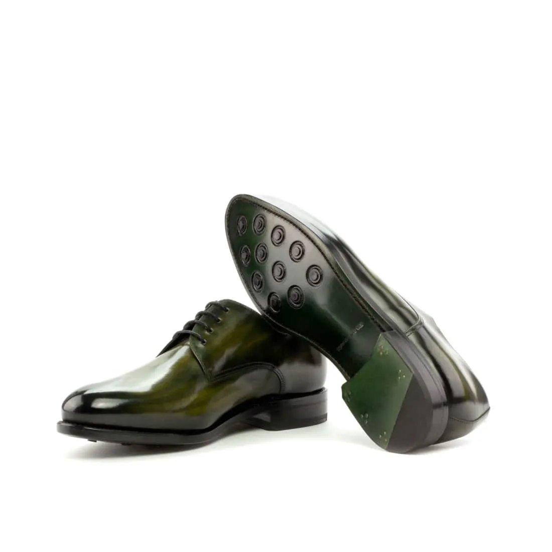Derbie Blucher en cuir patiné vert