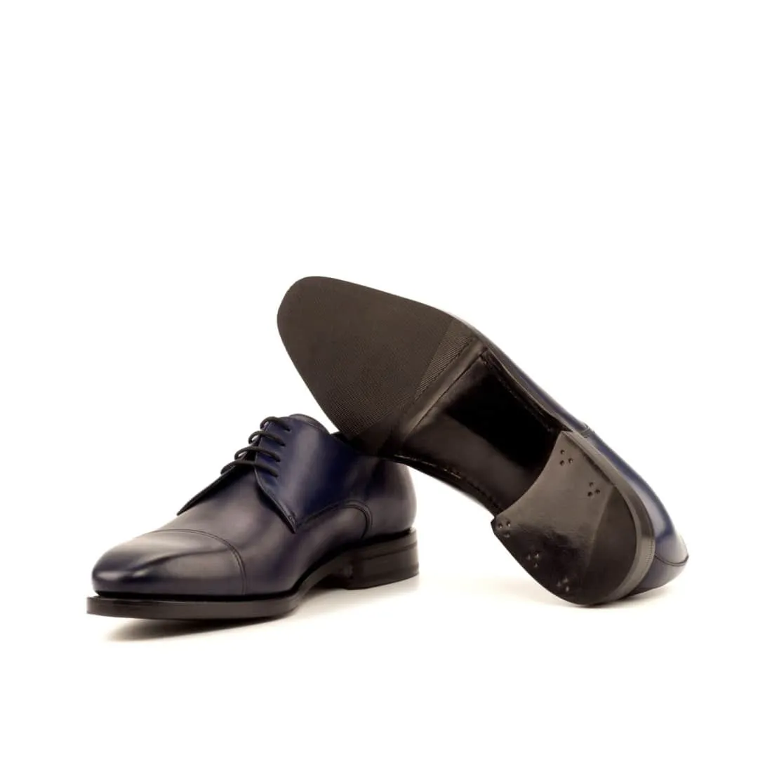 Derbie Bout Droit en cuir bleu marine