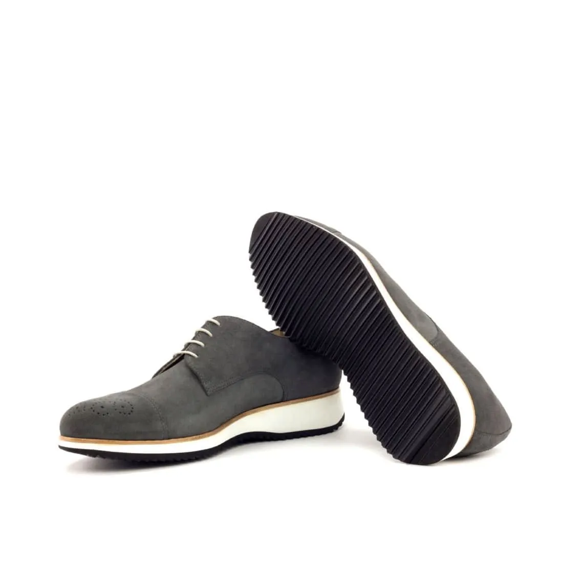 Derbie Bout Droit Fleuri en daim gris - Semelles Sport