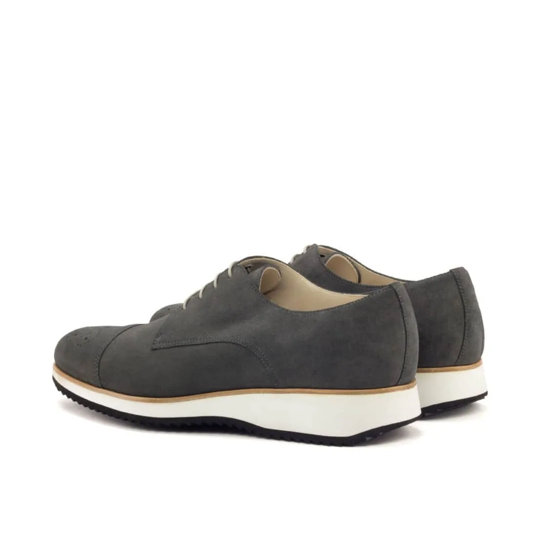 Derbie Bout Droit Fleuri en daim gris - Semelles Sport