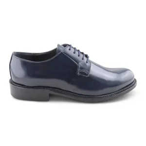 Derby blu in pelle spazzolata