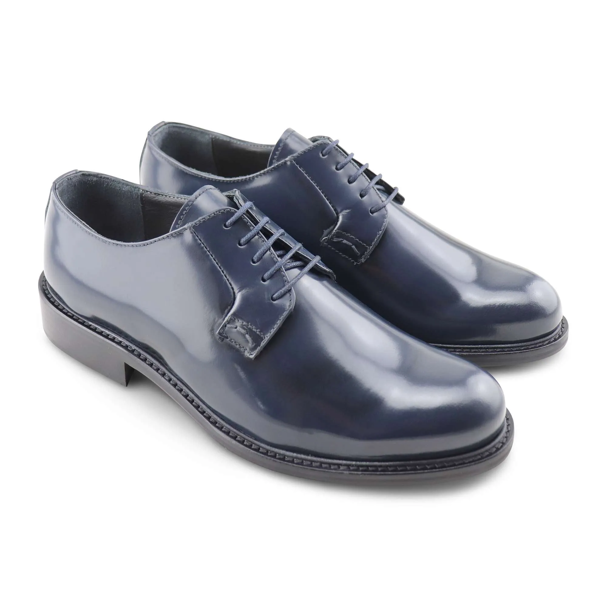 Derby blu in pelle spazzolata