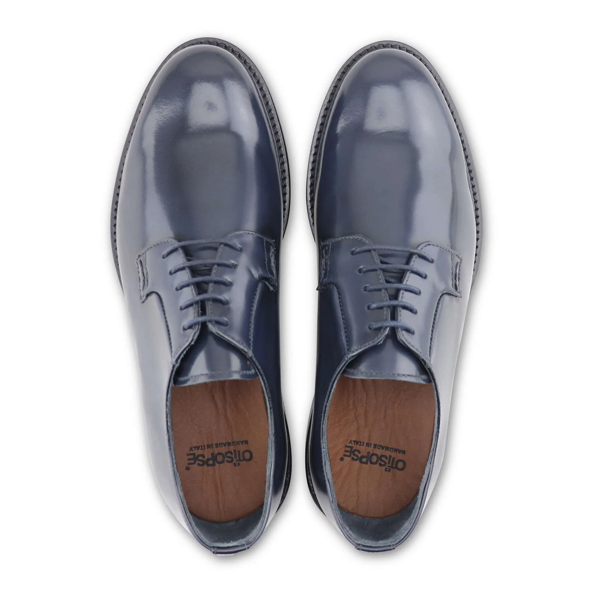 Derby blu in pelle spazzolata