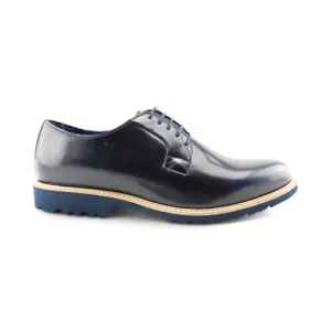 Derby blue in pelle abrasivata