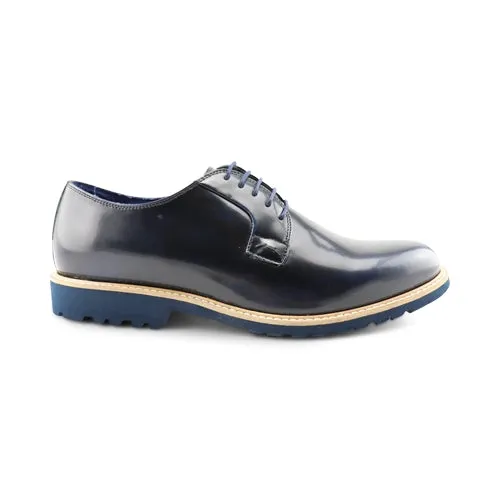 Derby blue in pelle abrasivata