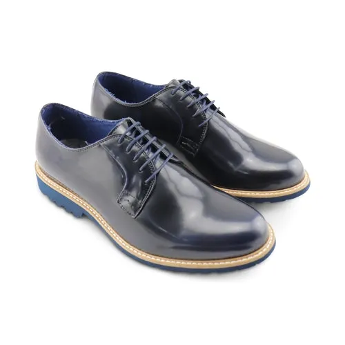 Derby blue in pelle abrasivata