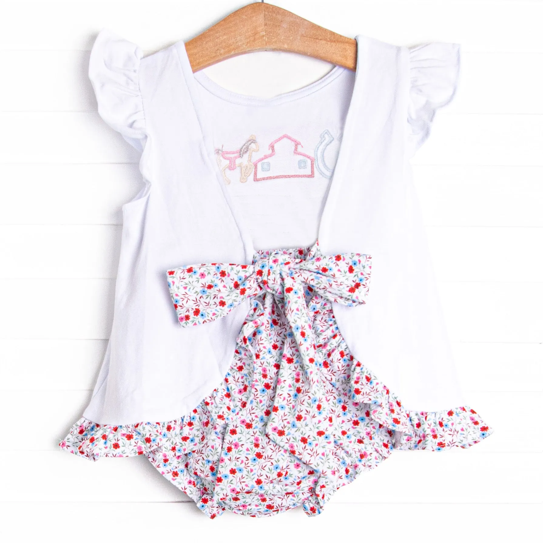 Derby Days Applique Diaper Set, Red