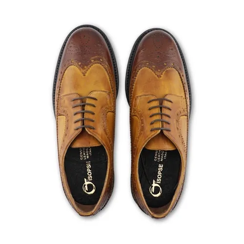 Derby in pelle color cuoio con suola vibram