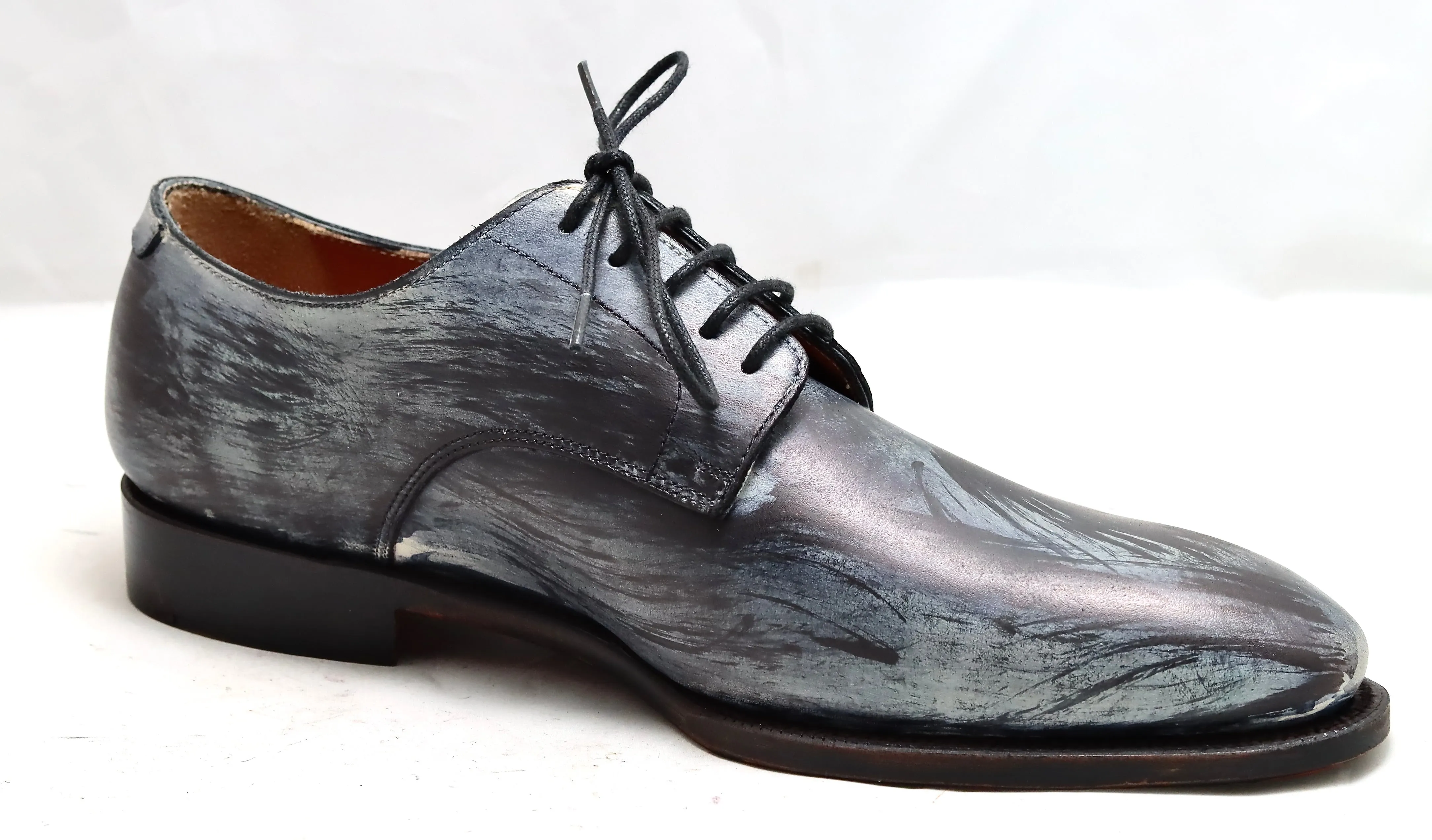 Derby shoe | brush stain grey  | calf