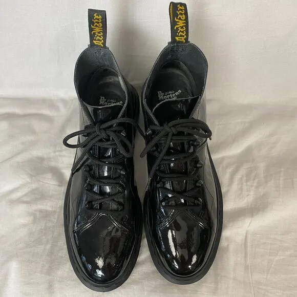 Dr Martens Ankle Boots Womens 10 Church Stud Black Patent Leather 5 Eye Docs 42