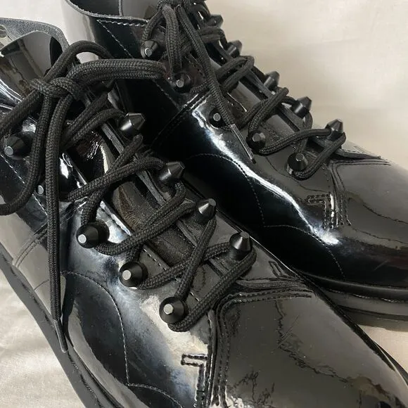 Dr Martens Ankle Boots Womens 10 Church Stud Black Patent Leather 5 Eye Docs 42