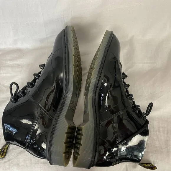 Dr Martens Ankle Boots Womens 10 Church Stud Black Patent Leather 5 Eye Docs 42