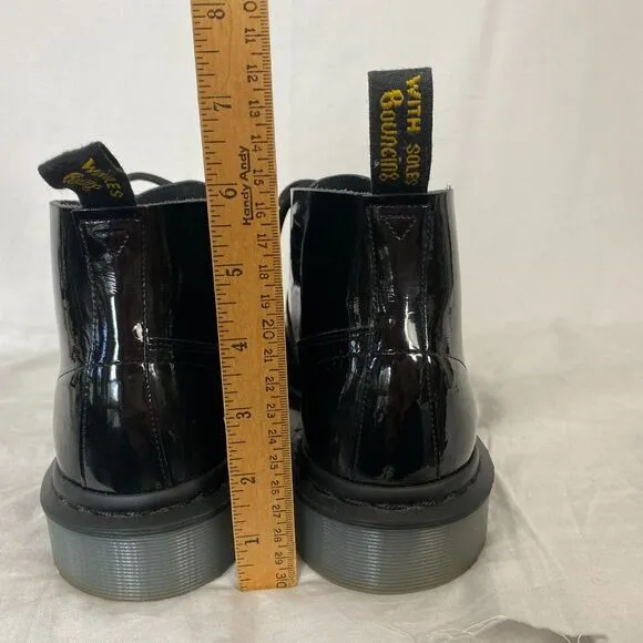 Dr Martens Ankle Boots Womens 10 Church Stud Black Patent Leather 5 Eye Docs 42