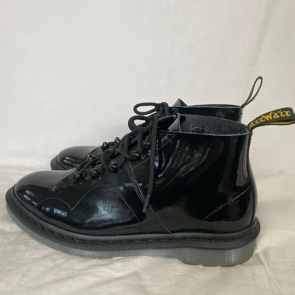 Dr Martens Ankle Boots Womens 10 Church Stud Black Patent Leather 5 Eye Docs 42