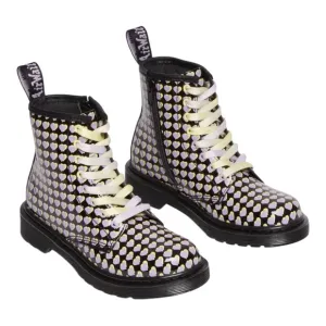 Dr. Martens Girls Patent Printed Heart Boots. NWOB. Size 4.