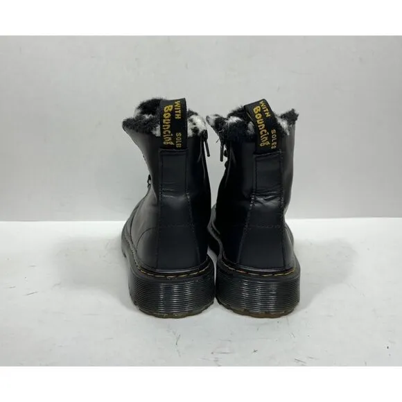 Dr. Martens Serena 1460 J Size 3 Black Leather Fur Lined Doc Boots Lace Up