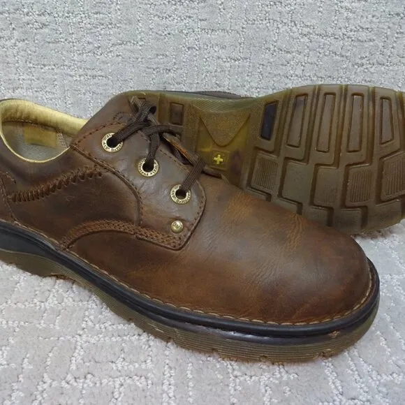𝅺dr Martens Size M 9 L 10 Brown Leather Air Cushion Sole Oxford Shoes 12079