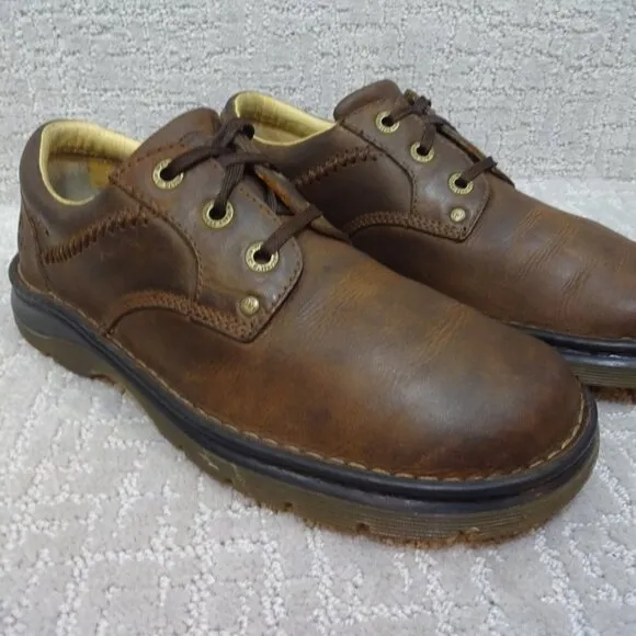 𝅺dr Martens Size M 9 L 10 Brown Leather Air Cushion Sole Oxford Shoes 12079
