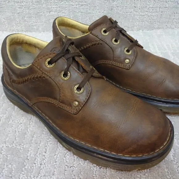 𝅺dr Martens Size M 9 L 10 Brown Leather Air Cushion Sole Oxford Shoes 12079