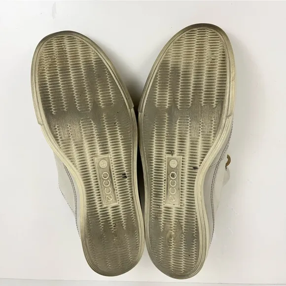 Ecco Cream Off White Lace Up Leather Boat Shoes Mens Size 45