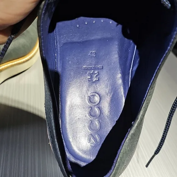 Ecco Mens St.1 Hybrid Plain Toe Pebbled Leather Shoe SZ 9/9.5 EU43 Night Sky EUC
