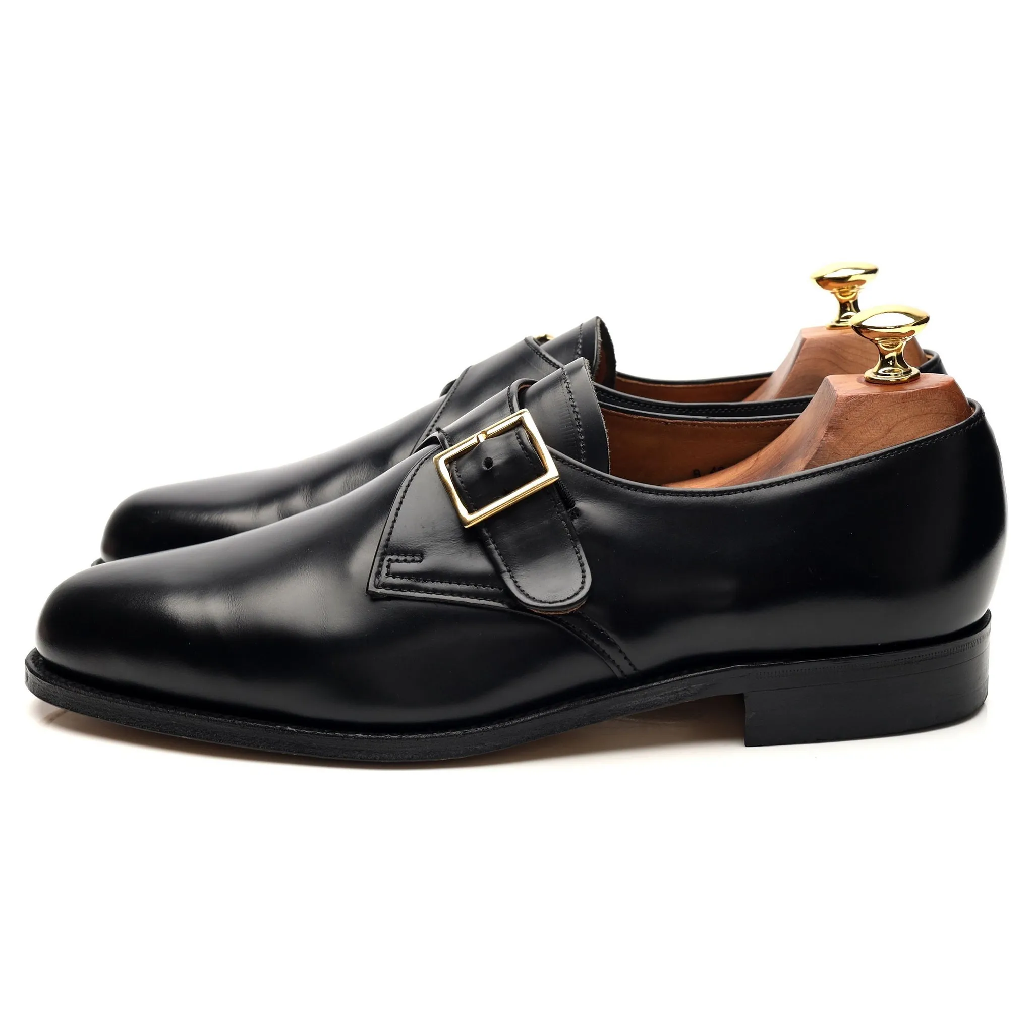 'Eden' Black Leather Single Monk Strap UK 9 FX