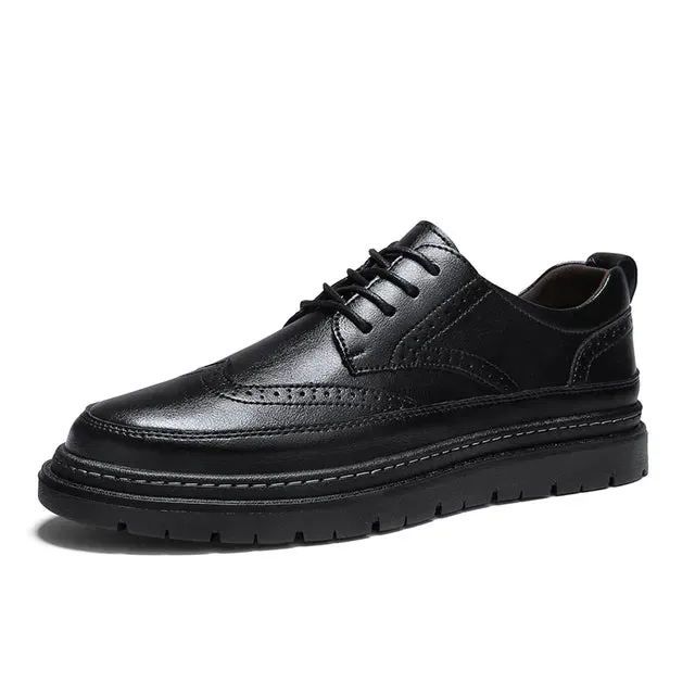 Elegantio Herren Oxford Brogue Schuhe aus echtem Leder