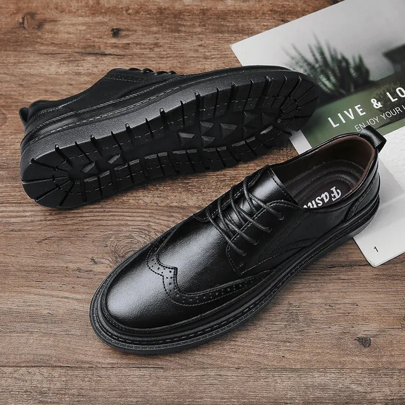 Elegantio Herren Oxford Brogue Schuhe aus echtem Leder