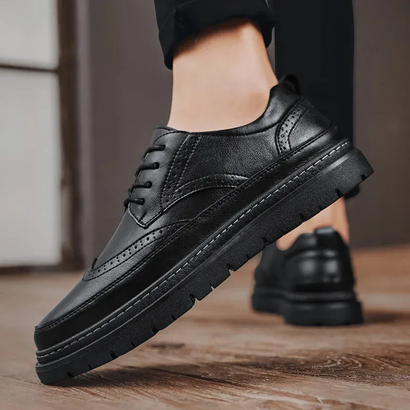 Elegantio Herren Oxford Brogue Schuhe aus echtem Leder