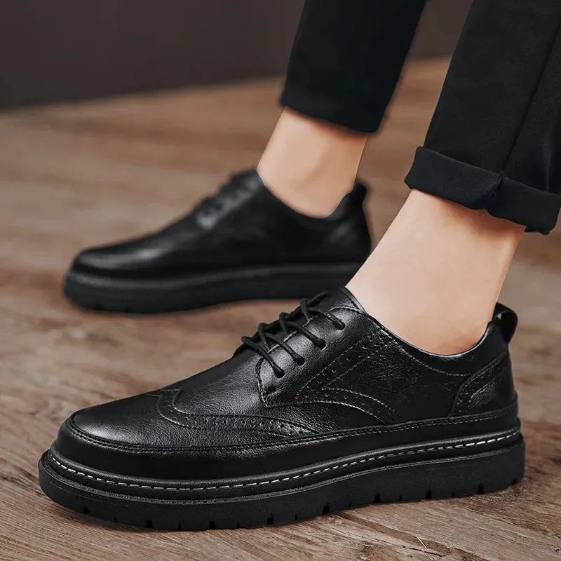 Elegantio Herren Oxford Brogue Schuhe aus echtem Leder