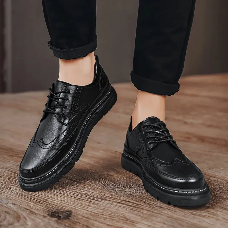 Elegantio Herren Oxford Brogue Schuhe aus echtem Leder