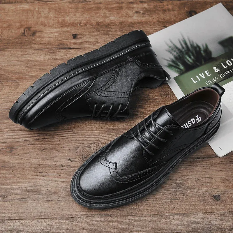 Elegantio Herren Oxford Brogue Schuhe aus echtem Leder
