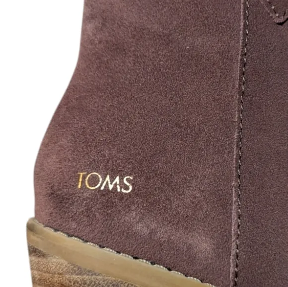 EUC Toms Constance Heeled Boot Chestnut Brown Suede size 8 Western Boho