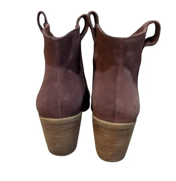 EUC Toms Constance Heeled Boot Chestnut Brown Suede size 8 Western Boho