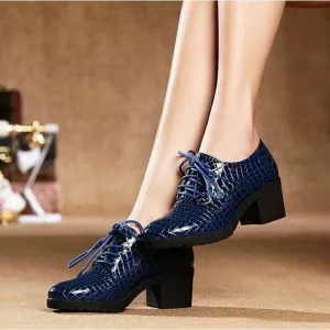 Fashion Patent Leather High Heels Oxford Shoes For Women Genuine Leather Thick Heel Women Pumps Woman Casual Shoes