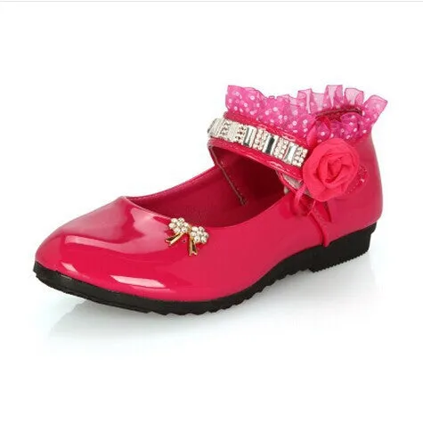 female child black leather performance shoes female child white leather princess single shoes