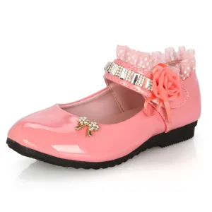 female child black leather performance shoes female child white leather princess single shoes